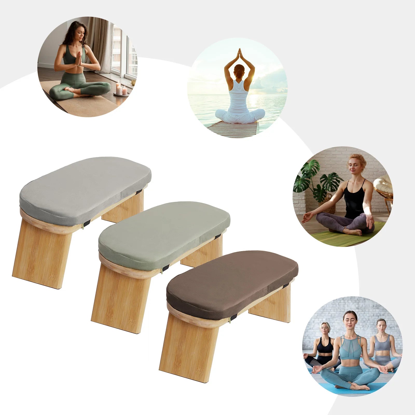 Foldable Bamboo Kneeling Bench for Meditation